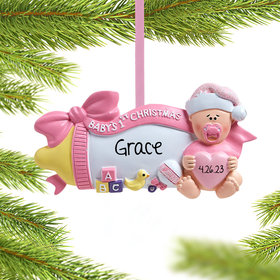 Personalized Baby's First Christmas Baby Bottle (Pink) Christmas Ornament