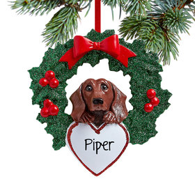 Personalized Dachshund Dog with Wreath Christmas Ornament
