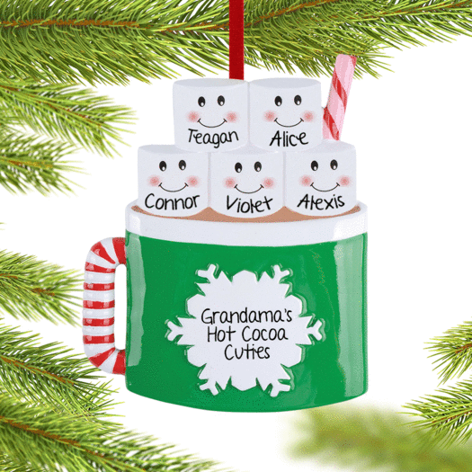 Personalized Personalized Marshmallow Mug Family of 5 Christmas Ornament