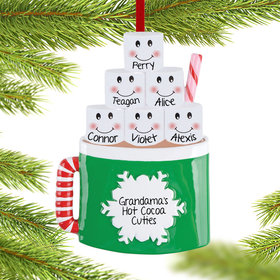 Personalized Marshmallow Mug Family of 6 Christmas Ornament