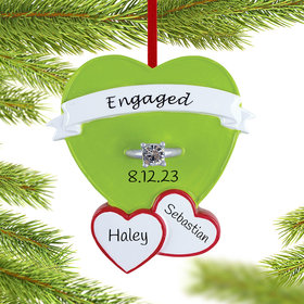 Personalized Engagement Ring in Heart Christmas Ornament