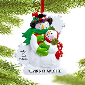 Personalized Baby it's Cold Outside Snowman Couple Christmas Ornament