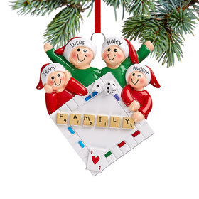 Personalized Game Night Family of 4 Christmas Ornament