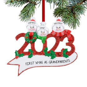 Personalized 2023 Snowman Grandparents and Grandkids Christmas Ornament