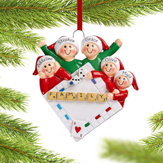 Personalized Game Night of 5 Christmas Ornament