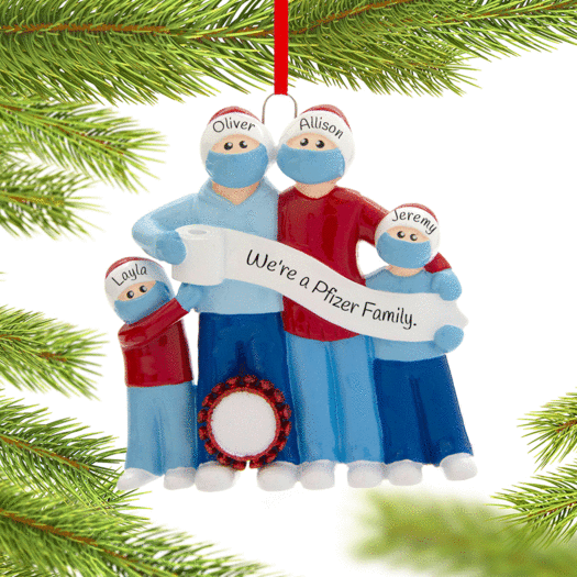 Personalized Vaccine Pandemic Survival Family of 4 Christmas Ornament