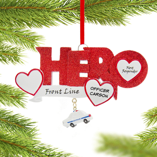Personalized Hero Police Christmas Ornament
