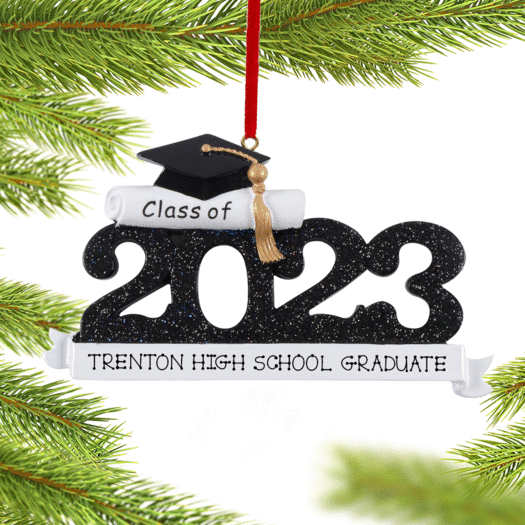Personalized 2023 Graduation - Black Christmas Ornament