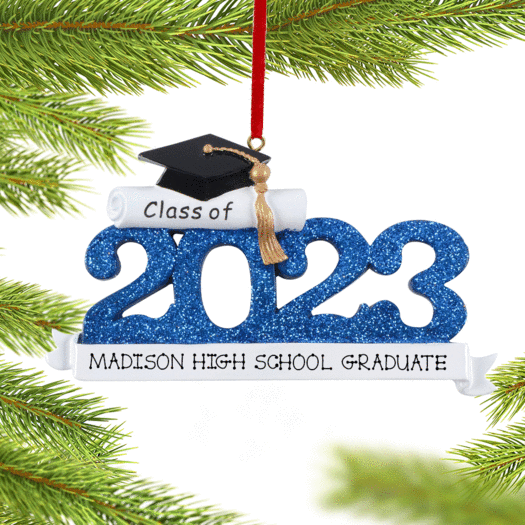 Personalized 2023 Graduation - Blue Christmas Ornament