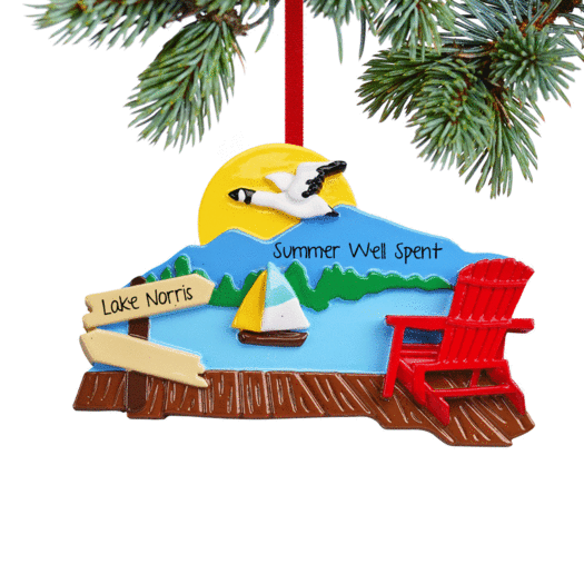 Personalized At the Lake Christmas Ornament