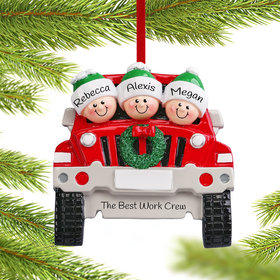 Personalized SUV Family of 3 Christmas Ornament