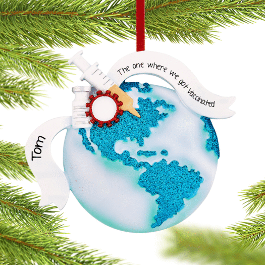 Personalized Vaccinate the World Christmas Ornament