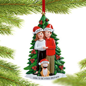 Couple with Cat Pregnancy Christmas Ornament