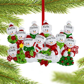 Personalized Snowman Family of 11 Christmas Ornament