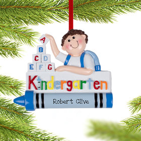 Personalized Kindergarten Boy Christmas Ornament