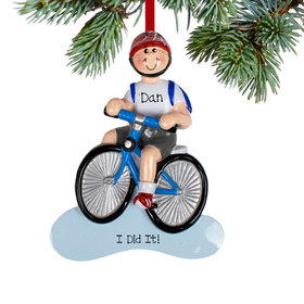 Personalized Bike Riding Boy Christmas Ornament