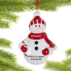 Personalized Red Snowman Grandpa Christmas Ornament