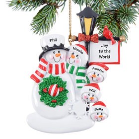 Personalized Lamppost Family Of 5 Christmas Ornament