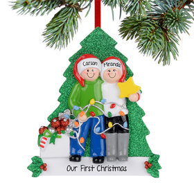 Personalized Couple Our First Christmas Decorating the Tree Christmas Ornament