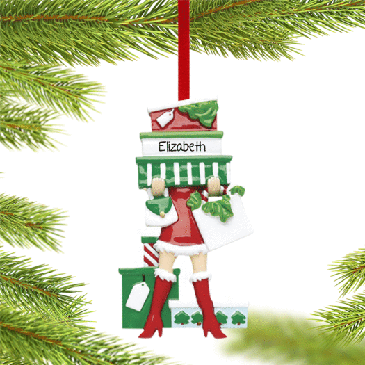 Personalized Born To Shop Christmas Ornament
