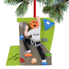 Personalized Male Indoor Rock Climber Christmas Ornament