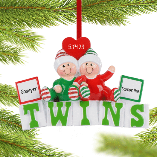 Personalized Twins Christmas Ornament