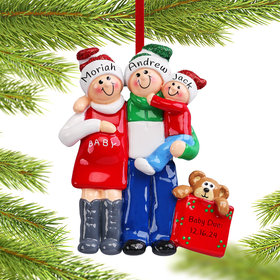 Personalized Family Of 3 Our Second Miracle Christmas Ornament