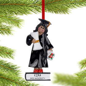 Personalized African American Graduate Girl Christmas Ornament