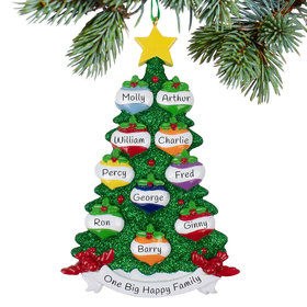 Personalized Family Of 10 Ornament Tree Christmas Ornament