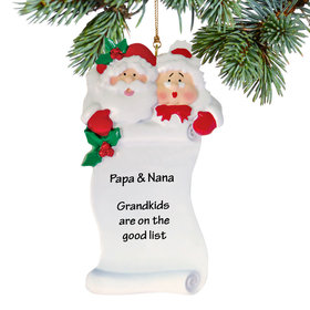 Personalized Grandma and Grandpa With List Christmas Ornament