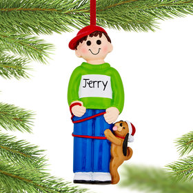 Personalized Male Walking Dog Christmas Christmas Ornament