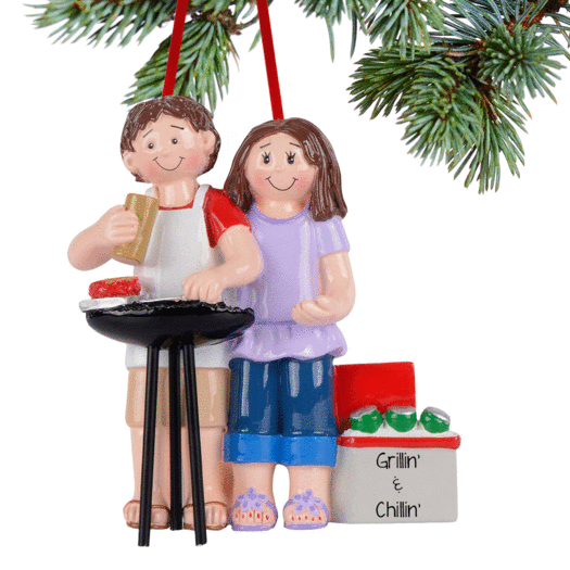 Personalized Bbq Couple Christmas Ornament