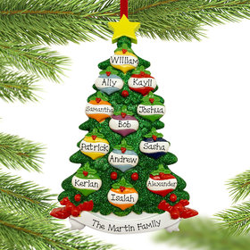 Personalized Christmas Tree Family Of 12 Christmas Ornament