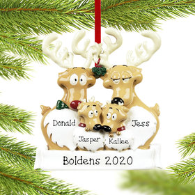 Personalized Reindeer Family 4 Christmas Ornament