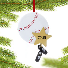Personalized Baseball Star with Cleats Christmas Ornament