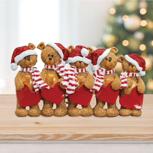 Bears With Hearts Family 5 Table Decoration Christmas Ornament