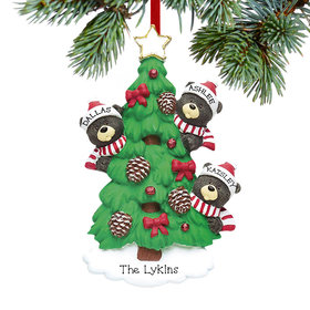 Personalized Black Bear Tree Family 3 Christmas Ornament