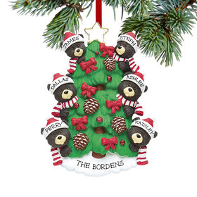 Personalized Black Bear Tree Family 6 Christmas Ornament