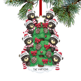 Personalized Black Bear Tree Family 8 Christmas Ornament