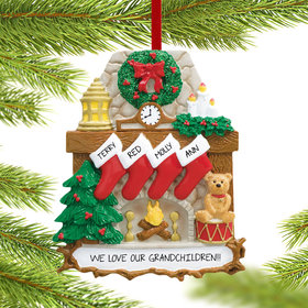 Fireplace 4 Stockings Grandparents Christmas Ornament