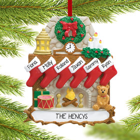 Personalized Fireplace 6 Stockings Christmas Ornament