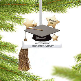 Personalized Elementary School Graduate Hat And Tassel Christmas Ornament