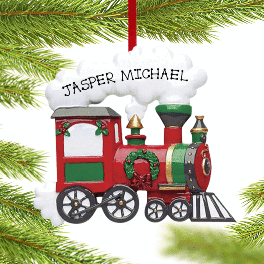 Personalized Red Christmas Train Engine Christmas Ornament