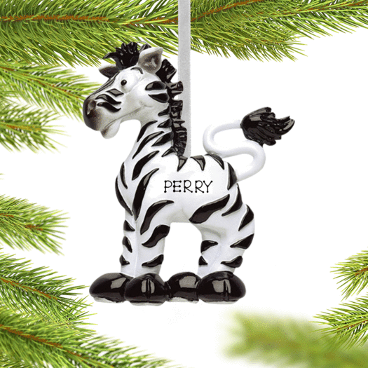 Personalized Zebra Christmas Ornament