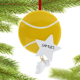Personalized Tennis Ball with Star and Tennis Shoes Christmas Ornament