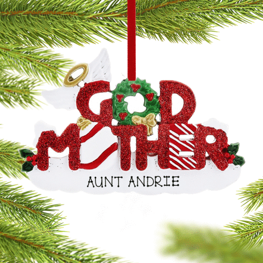Personalized God Mother Letters Christmas Ornament