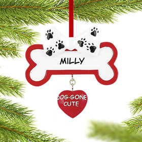 Personalized Dog-Gone Cute Dog Bone Christmas Ornament