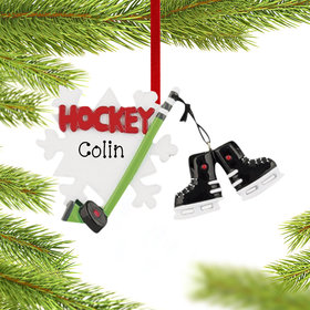 Personalized Hockey Snowflake with Skates Christmas Ornament