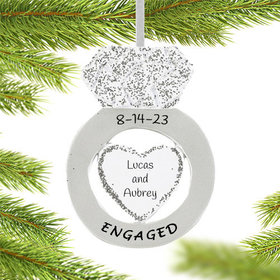 Personalized Diamond Engagement Ring Christmas Ornament