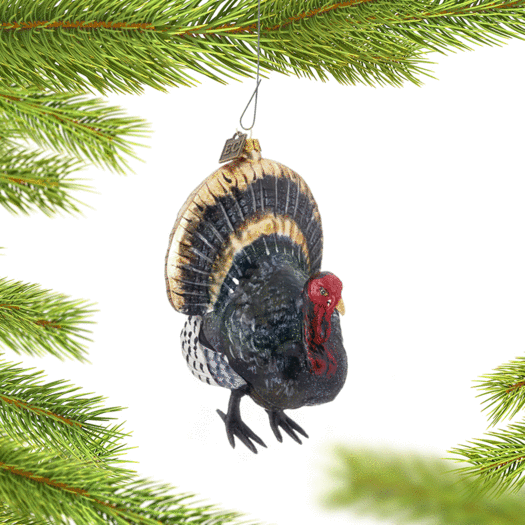 Thanksgiving Turkey with Feathers Christmas Ornament